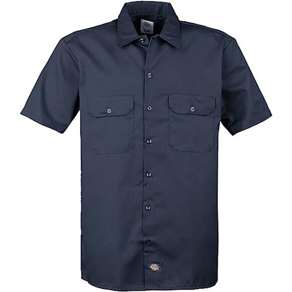 3XL Dickies Men's Navy Blue Short Sleeve Work Shirt - Picture 1 of 8